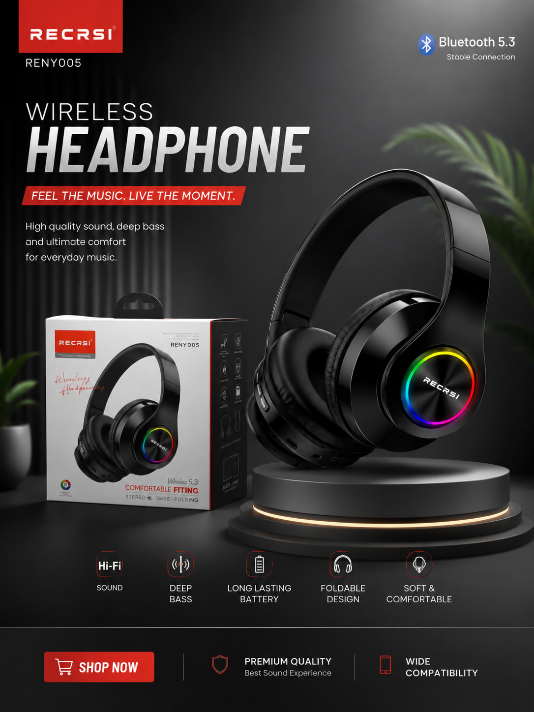 RECRSI RENY005 BT HEADPHONES